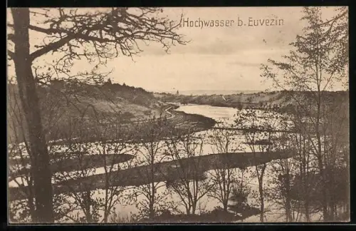 AK Euvezin, Hochwasser bei Euvezin aus der Vogelschau