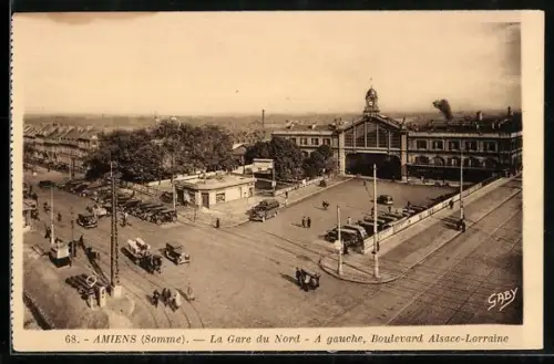 AK Amiens /Somme, La Gare du Nord, A gauche, Boulevard Alsace-Lorraine