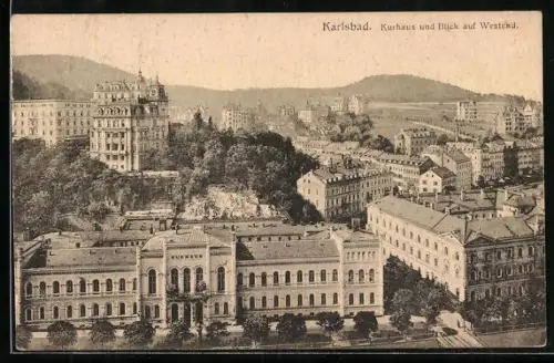 AK Karlsbad, Kurhaus u. Blick auf Westend