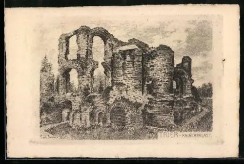 Künstler-AK Carl Jander: Trier, Ruinen des Kaiserpalasts