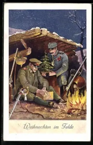 AK Österreichische Soldaten bei Kriegsweihnacht