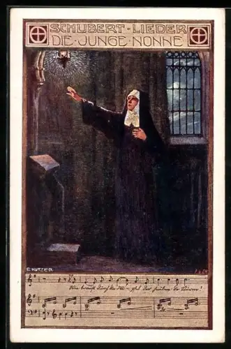 Künstler-AK Ernst Kutzer: Die junge Nonne, Schubert-Lied