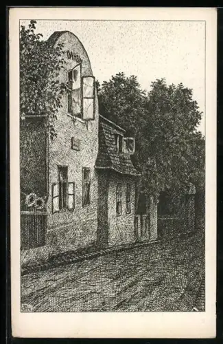 Künstler-AK Ulf Seidl: Wien, Therese Krones-Haus auf der Hohen Warte