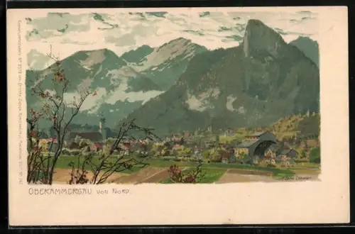 Künstler-AK Zeno Diemer: Oberammergau, Blick von Norden