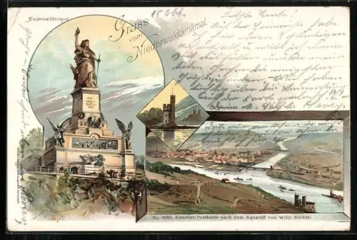 Künstler-AK Willy Stoewer: Niederwalddenkmal, Panorama