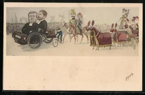 Künstler-AK T. Bianco: Geistliche und Adel mit Pferdewagen