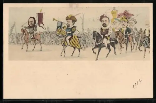 Künstler-AK T. Bianco: Karikaturen französ. Politiker, unsigniert