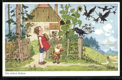 Künstler-AK Fritz Baumgarten: Aus dem Märchen Die sieben Raben