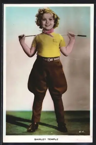 AK Schauspielerin Shirley Temple im Reit-Look