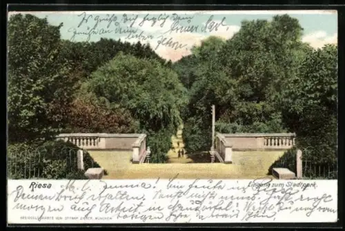 AK Riesa, Eingang zum Stadtpark