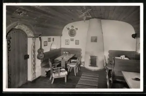 AK Oberwössen, Innenansicht vom Cafe Marchl