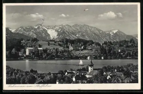 AK Seehausen am Staffelsee, Uferpartie mit Kirche