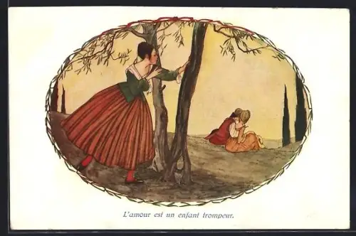 Künstler-AK Rie Cramer: L`amour est un enfant trompeur