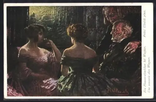 Künstler-AK Eine Plauderstunde bei Richard Wagner, Liszt