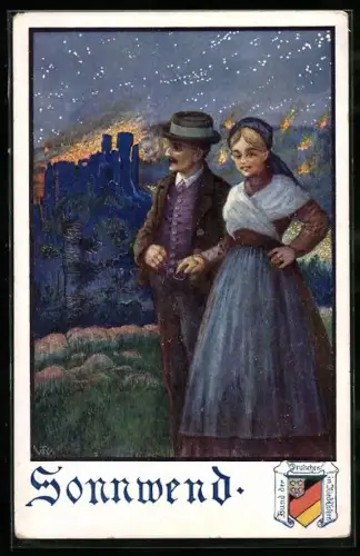 AK Bund der Deutschen in Nieder-Österreich, Spaziergänger, Sonnenwendfeuer