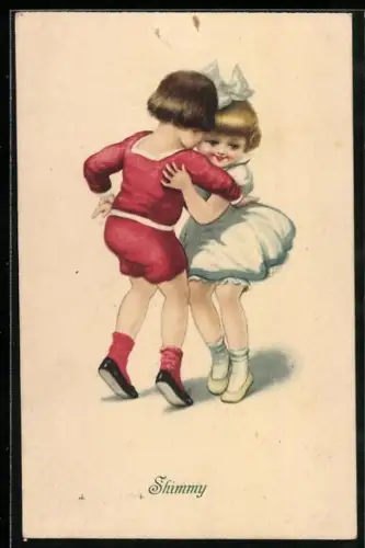 Künstler-AK Kleine Kinder beim Einstudieren eines Tanzes, Shimmy