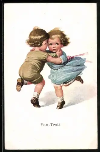 Künstler-AK Kleine Kinder beim Einstudieren eines Fox-Trott