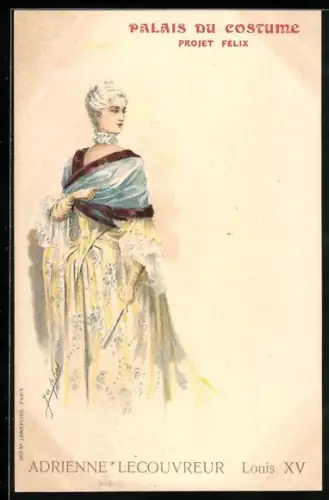 Künstler-AK Elegante Dame in modischer Kleidung, Palais du costume, Projet Félix