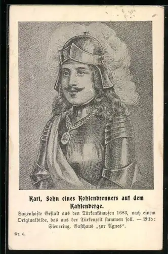 AK Wien, Karl, Sohn eines Kohlenbrenners auf dem Kahlenberge, Sagengestalt aus den Türkenkämpfen 1683