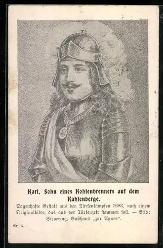 AK Wien, Karl, Sohn eines Kohlenbrenners auf dem Kahlenberge, Sagenfigur aus den Kämpfen 1683