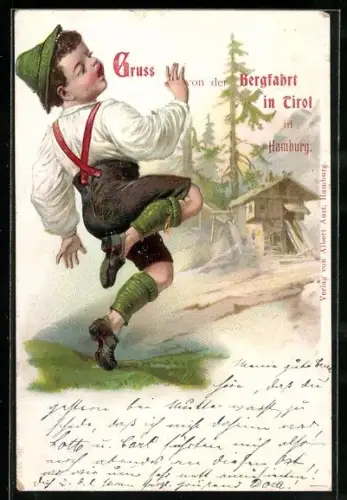 AK Knabe macht Schuhplattler, Pfingsten