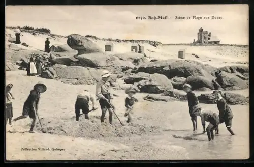 AK Beg-Meil, Scéne de Plage aux Dunes
