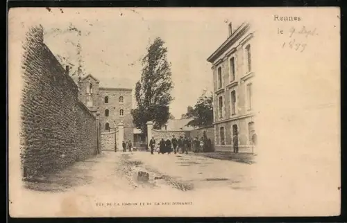 AK Rennes, Vue de la Prison et de la Rue Duhamel