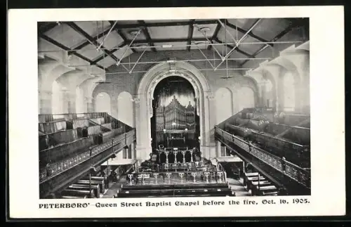 AK Peterboro`, Queen Street Baptist Chapel before the fire, 1905