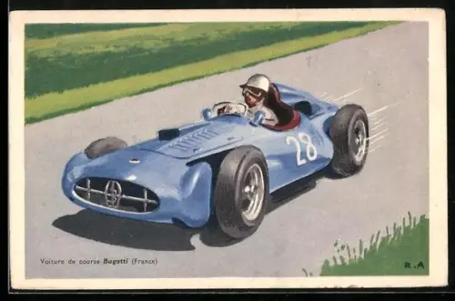 AK Rennwagen von Bugatti bei einem Autorennen