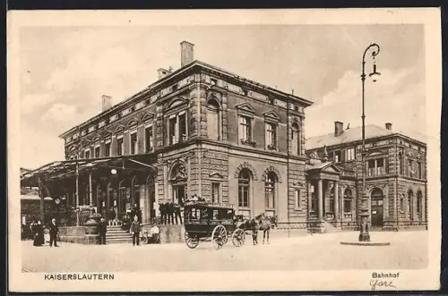 AK Kaiserslautern, Blick zum Bahnhof, Pferdekutsche