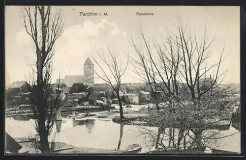 AK Parchim i. M., Panorama des Ortes aus der Vogelschau
