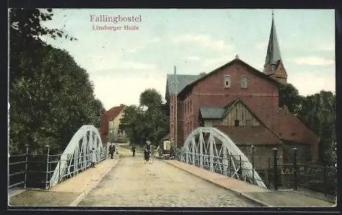 AK Fallingbostel /Lüneburger Heide, Brücke, Kirche, Mühle