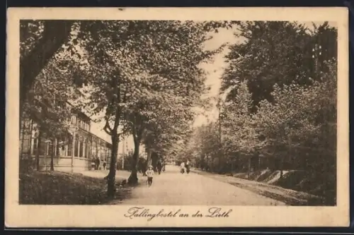 AK Fallingbostel, Strassenpartie an der Lieth mit Hotel zum Böhmetal M. Otto
