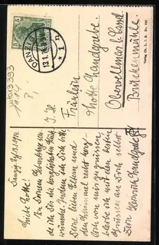 AK Danzig, Rathaus mit Brunnen und Strassenbahn