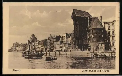AK Danzig, Langebrücke mit Krantor