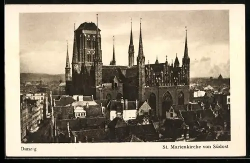 AK Danzig-Gdansk, St. Marienkirche von Südost