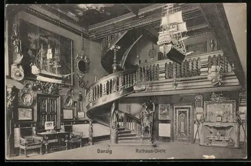 AK Danzig, Rathaus-Diele
