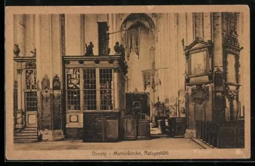 AK Danzig, Marienkirche, Ratsgestühl