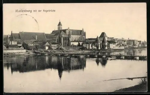 AK Marienburg, Teilansicht mit der Nogatbrücke