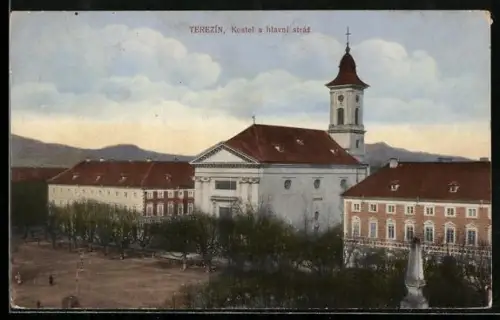 AK Theresienstadt / Terezin, Garnisonskirche und Hauptwache