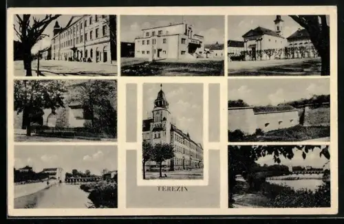 AK Terezin, Kirche, Strassenpartie, Brücke