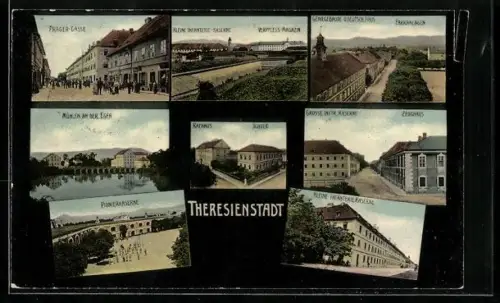 AK Theresienstadt, Grosse Infanterie-Kaserne und Zeughaus, Pionierkaserne, Rathaus und Schule