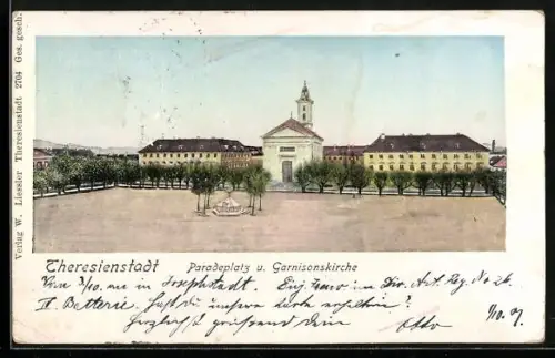 AK Theresienstadt, Paradeplatz und Garnisonskirche