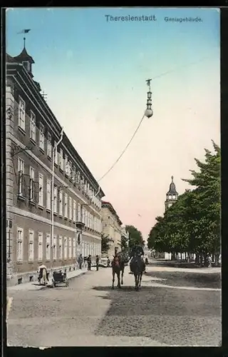 AK Theresienstadt, Geniegebäude mit Strasse