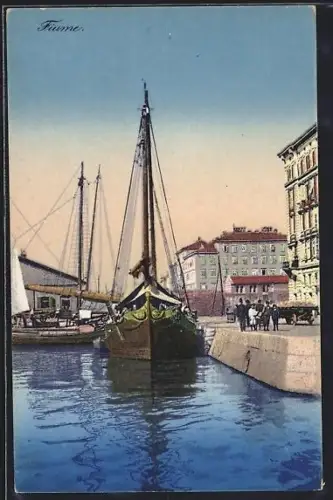 AK Fiume, Panorama mit Segelbooten