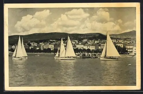 AK Crikvenica, Segelboote in einem Hafen