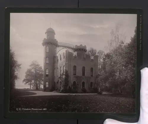 Fotografie Dr. E. Mertens & Cie., Berlin, Ansicht Potsdam, das Schloss Pfaueninsel, Grossformat 29 x 24cm