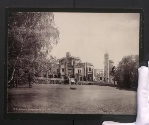 Fotografie Dr. E. Mertens & Cie., Berlin, Ansicht Potsdam, das Schloss Babelsberg, Grossformat 29 x 24cm