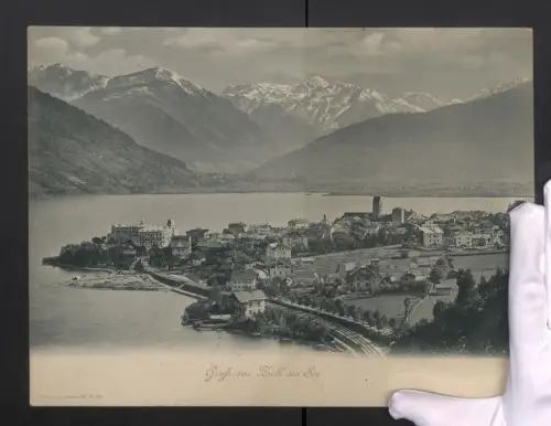Riesen-AK Zell am See, Blick auf den Ort mit Bahngleisen