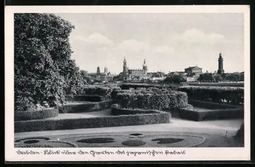 AK Dresden, Elbe-Blick über den Garten des japanischen Palais